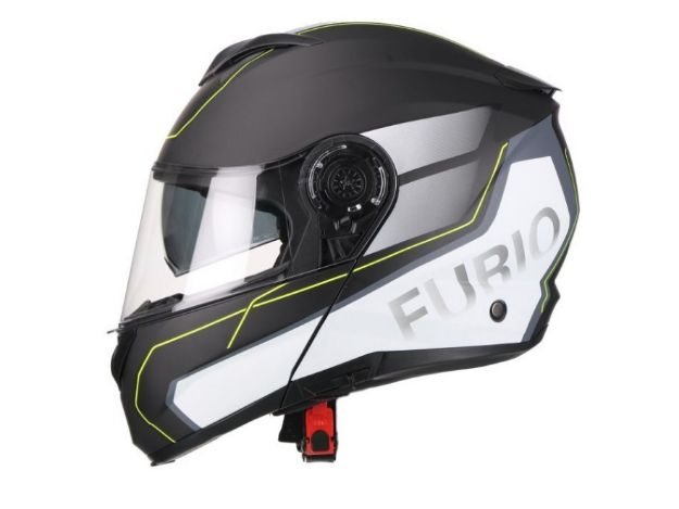 HELMET VITO FLIP UP FURIO MATTE BLACK/YELLOW 02017 Moto Helmets VITO Furio black white 2