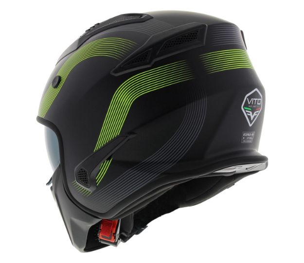 HELMET VITO JET BRUZANO MATTE BLACK + FLUOR 02031 Vito Bruzano Fluor back